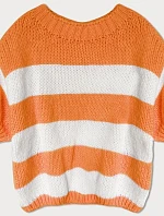Dámsky voľný pruhovaný oranžový sveter (761ART)