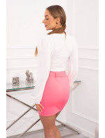 Obálková sukňa s viazaním v páse ružová neónová