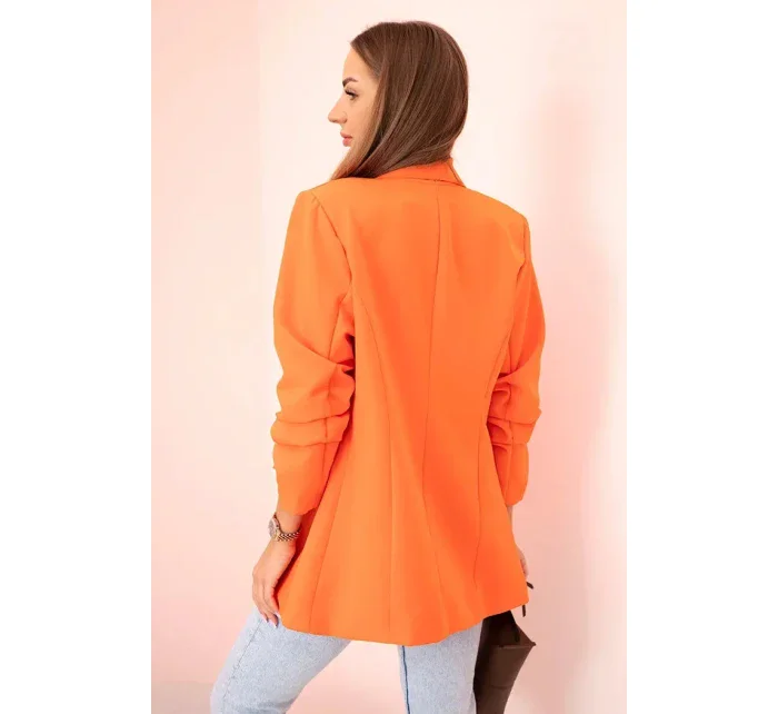 Elegantné sako s klopami tmavo oranžovej farby