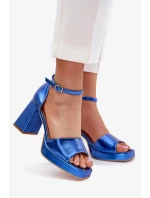Dámske lakované sandále na podpätku - modré Marila Dámske lakované sandále na podpätku - modré Marila