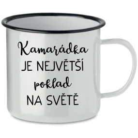 KAMARÁDKA JE NEJVĚTŠÍ POKLAD NA SVĚTĚ - bílý plecháček 350 ml KAMARÁDKA JE NEJVĚTŠÍ POKLAD NA SVĚTĚ - bílý plecháček 350 ml