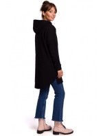 Pletený sveter so zaobleným lemom B176 čierny - BeWear