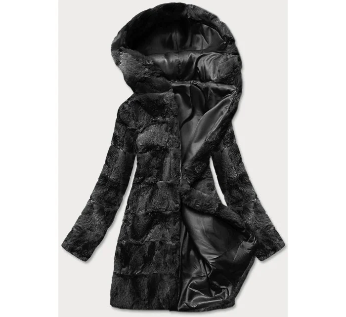 Čierna dámska bunda s kapucňou (br9741-1) Čierna dámska bunda s kapucňou (br9741-1)