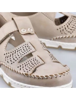 Rieker W RKR651 béžové kožené poltopánky s háčikom a pútkom Rieker W RKR651 béžové kožené poltopánky s háčikom a pútkom