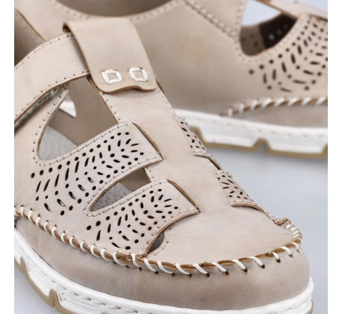 Rieker W RKR651 béžové kožené poltopánky s háčikom a pútkom Rieker W RKR651 béžové kožené poltopánky s háčikom a pútkom