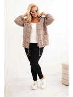 Dámske Plus veľkosť bavlnená mikina na zips Fango