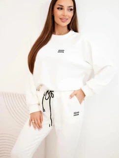 Dámský komplet z viskózy s mikinou a kalhotami ecru model 21803217 - K-Fashion