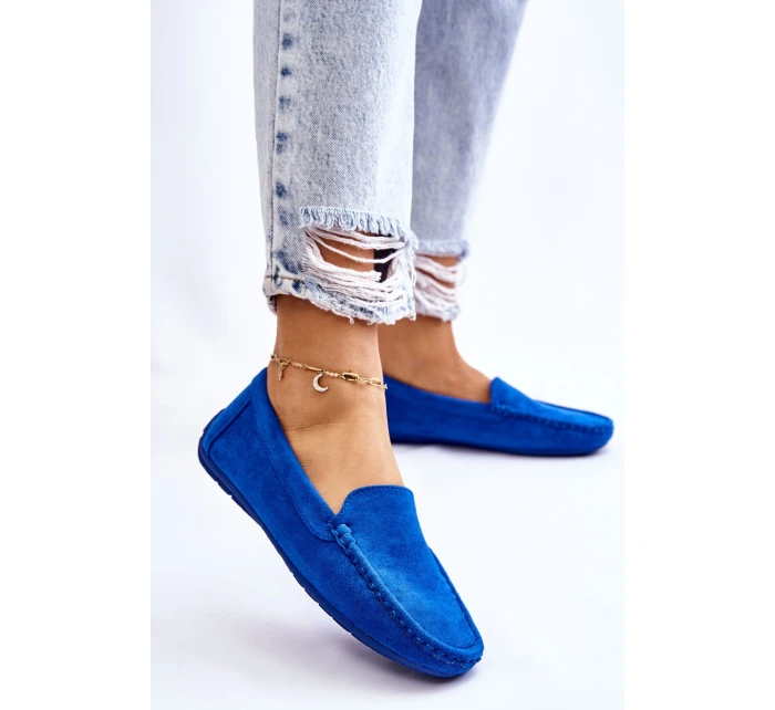 Zamszowe Mokasyny Damskie Niebieskie Morreno