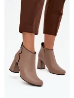 Skórzane Botki Ocieplane Na Słupku Beżowe Ivessara Skórzane Botki Ocieplane Na Słupku Beżowe Ivessara