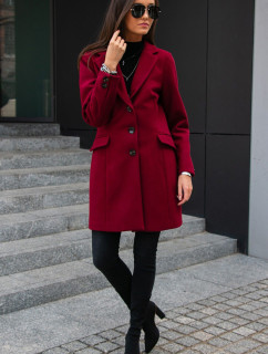 Dámský kabát PLA0012 Bordó - Roco Fashion