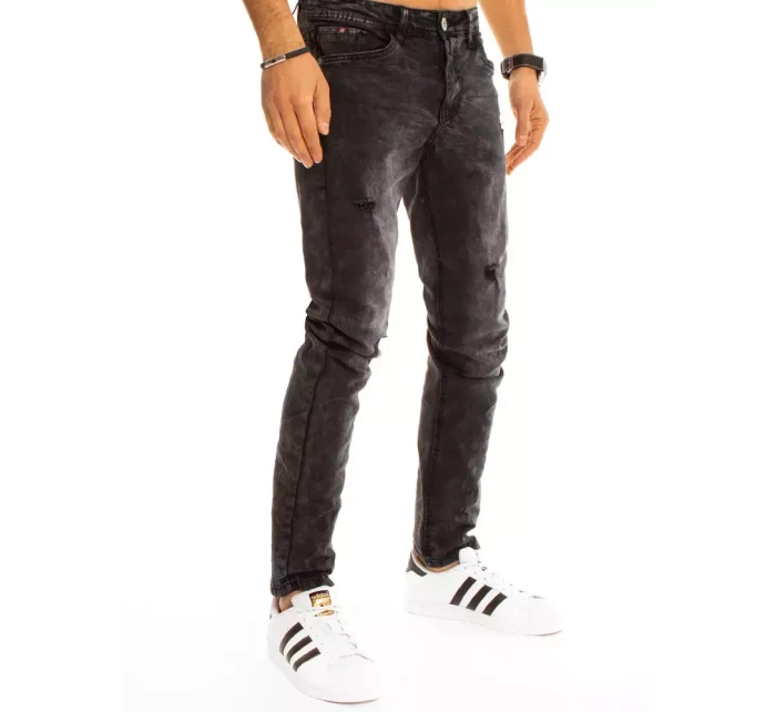 Pánske čierne džínsové nohavice FashionStreet UX3211