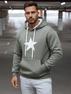 Pánská khaki mikina s kapucí model 21993039 - Dstreet