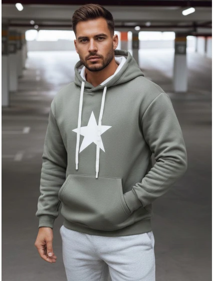 Pánska khaki mikina FashionStreet BX5928 Pánska khaki mikina FashionStreet BX5928