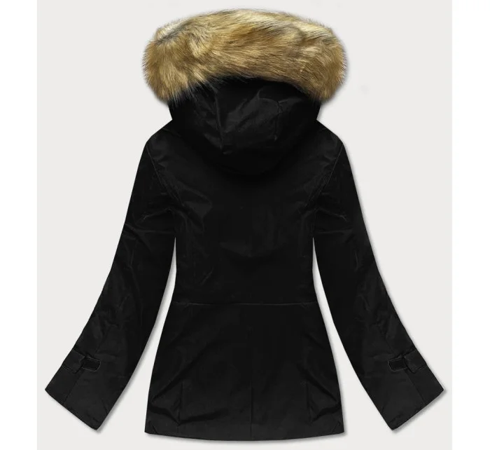 Čierna dámska zimná bunda s kapucňou (j9-066)