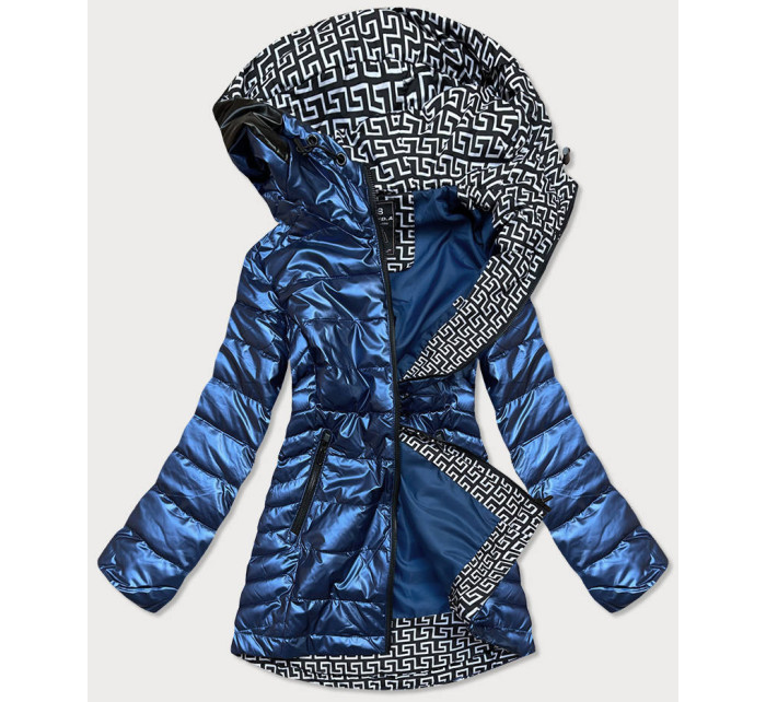 Svetlo modrá metalická dámska bunda s kapucňou (W717)