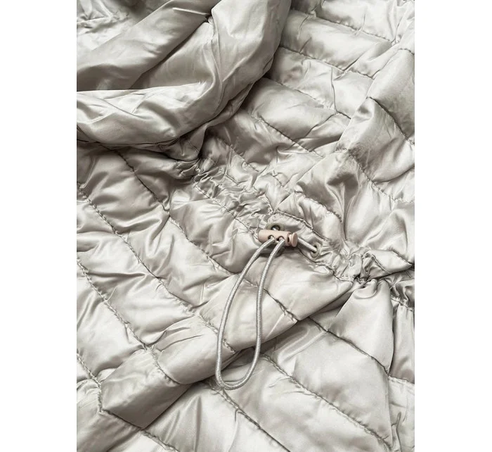 Lesklá béžová dámská prošívaná bunda model 16994025 - MINORITY Lesklá béžová dámská prošívaná bunda model 16994025 - MINORITY