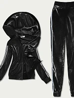 Čierny dámsky velúrový dres s lampasmi (81223)