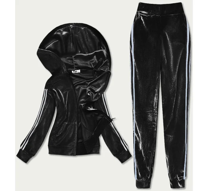 Černý dámský velurový dres s lampasy model 17694119 - Defox