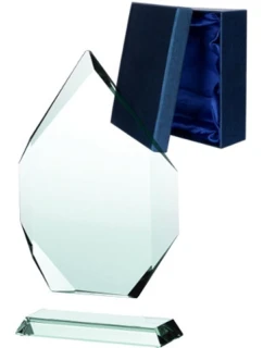 Trofeum szklane z rozklejoną podstawą i etui
