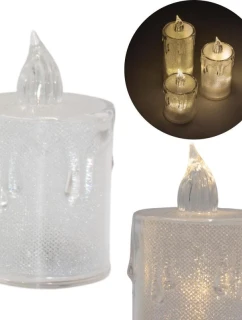 DEKORATÍVNA SVIEČKA 8 CM TRANSPARENTNÁ TEPLÁ BIELA 1 LED