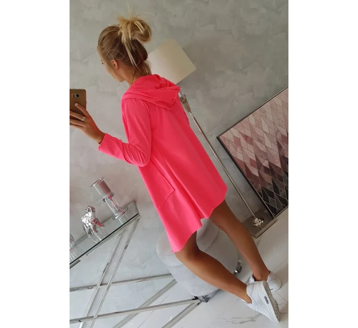 Voľná bunda s kapucňou ružová neónová Voľná bunda s kapucňou ružová neónová