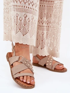 Dámské Sandály Na Plochém Podpatku Se Zlatými Béžové model 21702307 - Boto