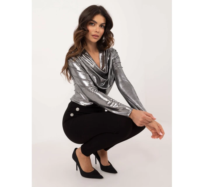 Bluzka DHJ BZ model 21795527 czarno srebrny - FPrice Bluzka DHJ BZ model 21795527 czarno srebrny - FPrice