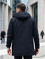 Pánska zimná bunda s odnímateľnou kapucňou, tmavomodrá, FashionStreet TX5106 Pánska zimná bunda s odnímateľnou kapucňou, tmavomodrá, FashionStreet TX5106