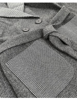 Šedý dámsky károvaný dvojradový kabát (2705)