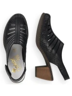 Dámske pohodlné kožené sandále na podpätku Rieker 40959-00