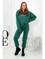 Bavlnená súprava s vyšívaným nápisom Paradise zelený