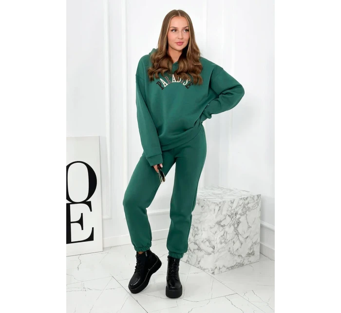 Bavlnená súprava s vyšívaným nápisom Paradise zelený