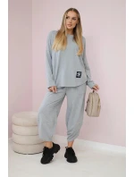 Bavlněná mikina kalhoty set šedá Bavlněná mikina kalhoty set šedá