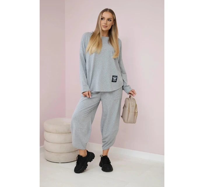Bavlněná mikina kalhoty set šedá Bavlněná mikina kalhoty set šedá