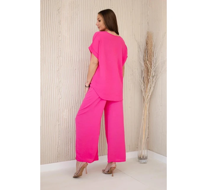 Súprava s náhrdelníkom blúzka + nohavice ružová Súprava s náhrdelníkom blúzka + nohavice ružová