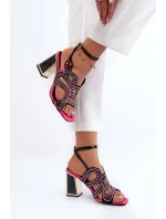 Dámske zdobené sandále na vysokom podpätku D&A Black Dámske zdobené sandále na vysokom podpätku D&A Black