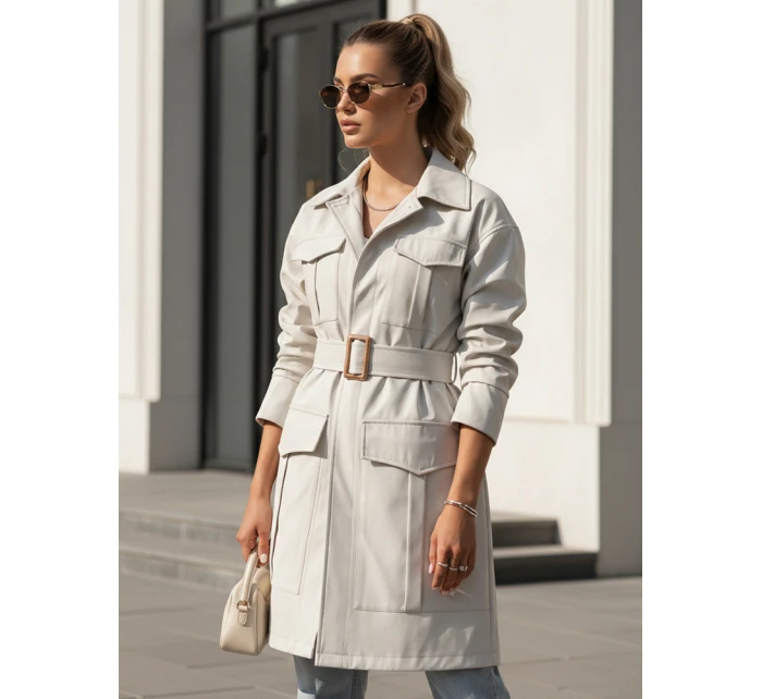 VERMONT dámsky prechodný kabát s viazaním svetlosivý FashionStreet NY0581