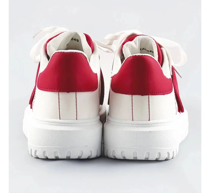 Bielo-červené dámske športové topánky so zakrytým šnurovaním (RA2049)
