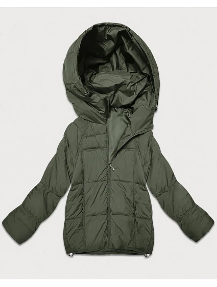 Prešívaná dámska prechodná bunda v khaki farbe (B6118/B6119-11) Prešívaná dámska prechodná bunda v khaki farbe (B6118/B6119-11)