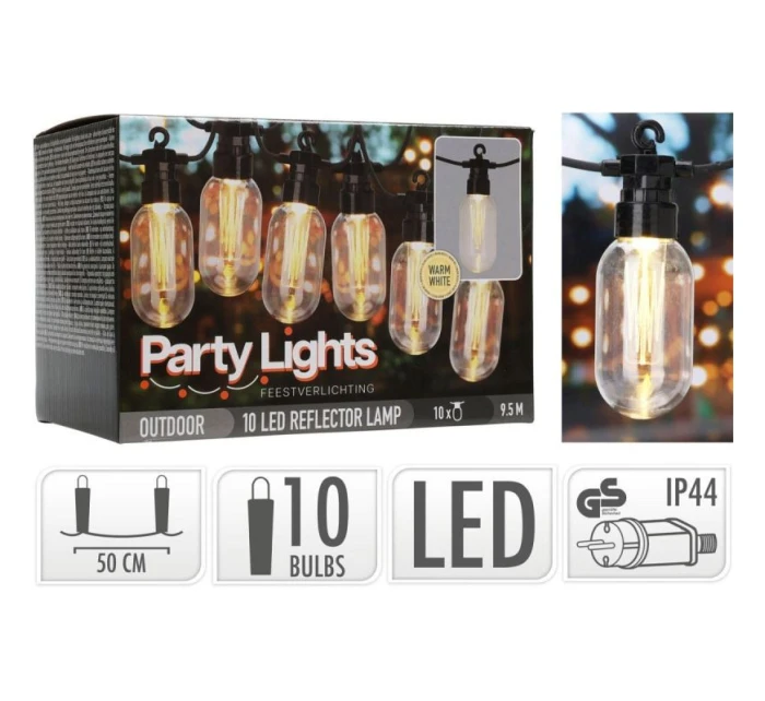 ZÁHRADNÉ GIRLANDY PARTY LIGHT 10 LED EDISON