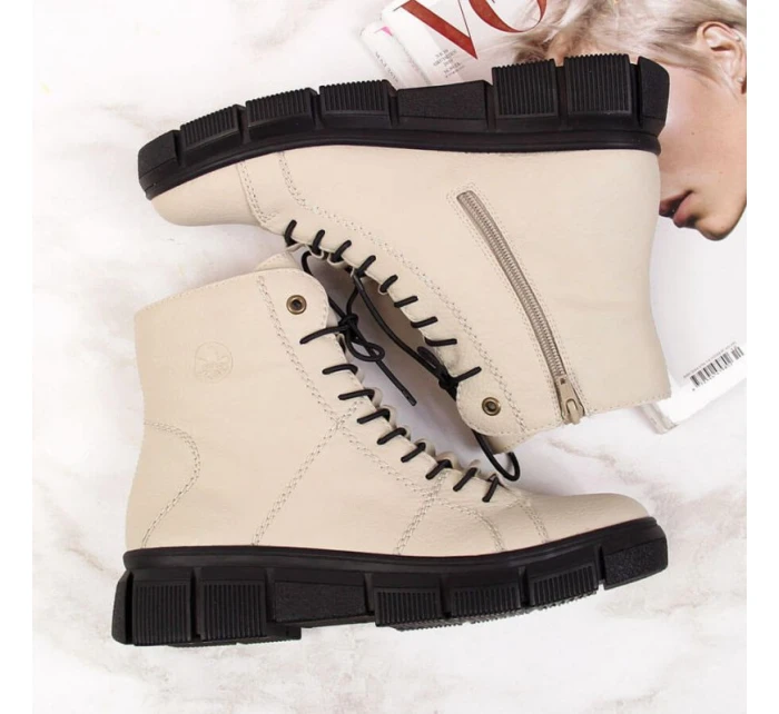 Rieker W X3428 béžové zateplené topánky