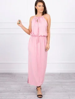 Boho šaty so záhybmi púdrovo ružové