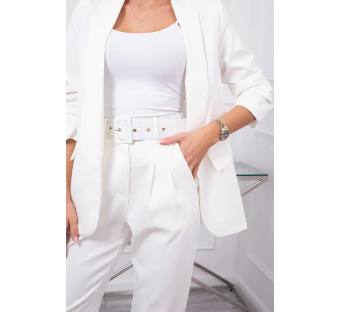 Elegantná súprava saka a nohavíc vo farbe ecru