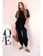 Viskózová blúzka + nohavice čierna Viskózová blúzka + nohavice čierna