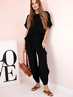 Viskózová blúzka + nohavice čierna