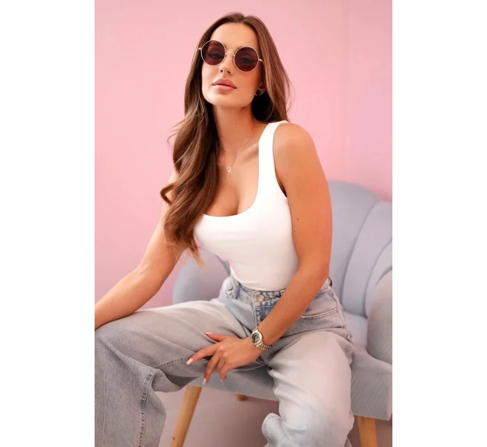 Dámska blúzka bez ramienok s výstrihom ecru