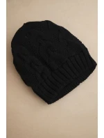 Dámska zimná čiapka s vlnou a štrukturálnou pleteninou K432 čierna Dámska zimná čiapka s vlnou a štrukturálnou pleteninou K432 čierna