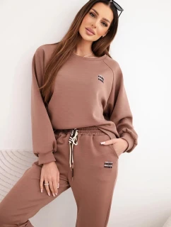 Dámska súprava z viskózy s mikinou a nohavicami butter chocolate