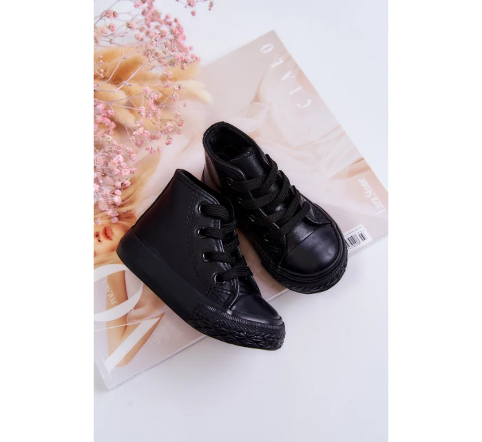 Dětské kožené vysoké tenisky Černá model 21578928 - Boto Dětské kožené vysoké tenisky Černá model 21578928 - Boto