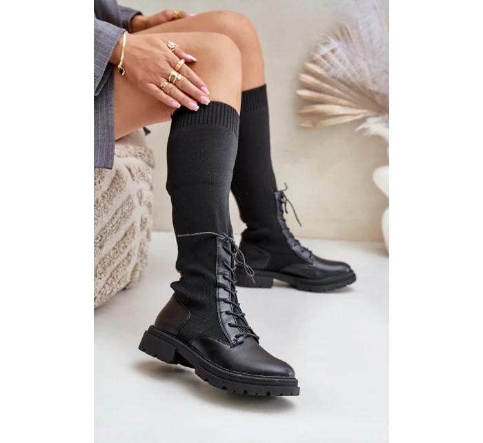 Zateplené Kozačky Se Svrškem Černé model 21679821 - Boto